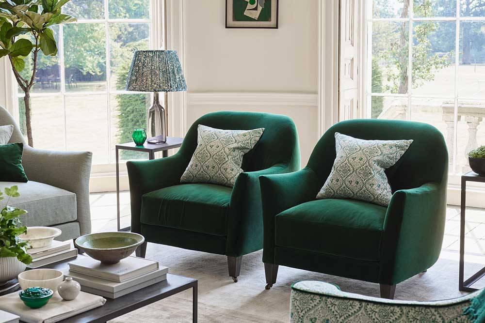 Green accent chairs with arms discount