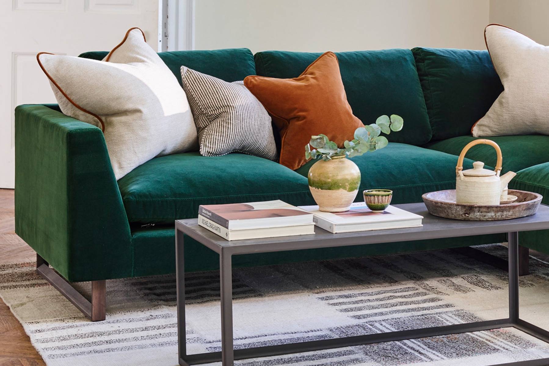 Evergreen on sale velvet sofa