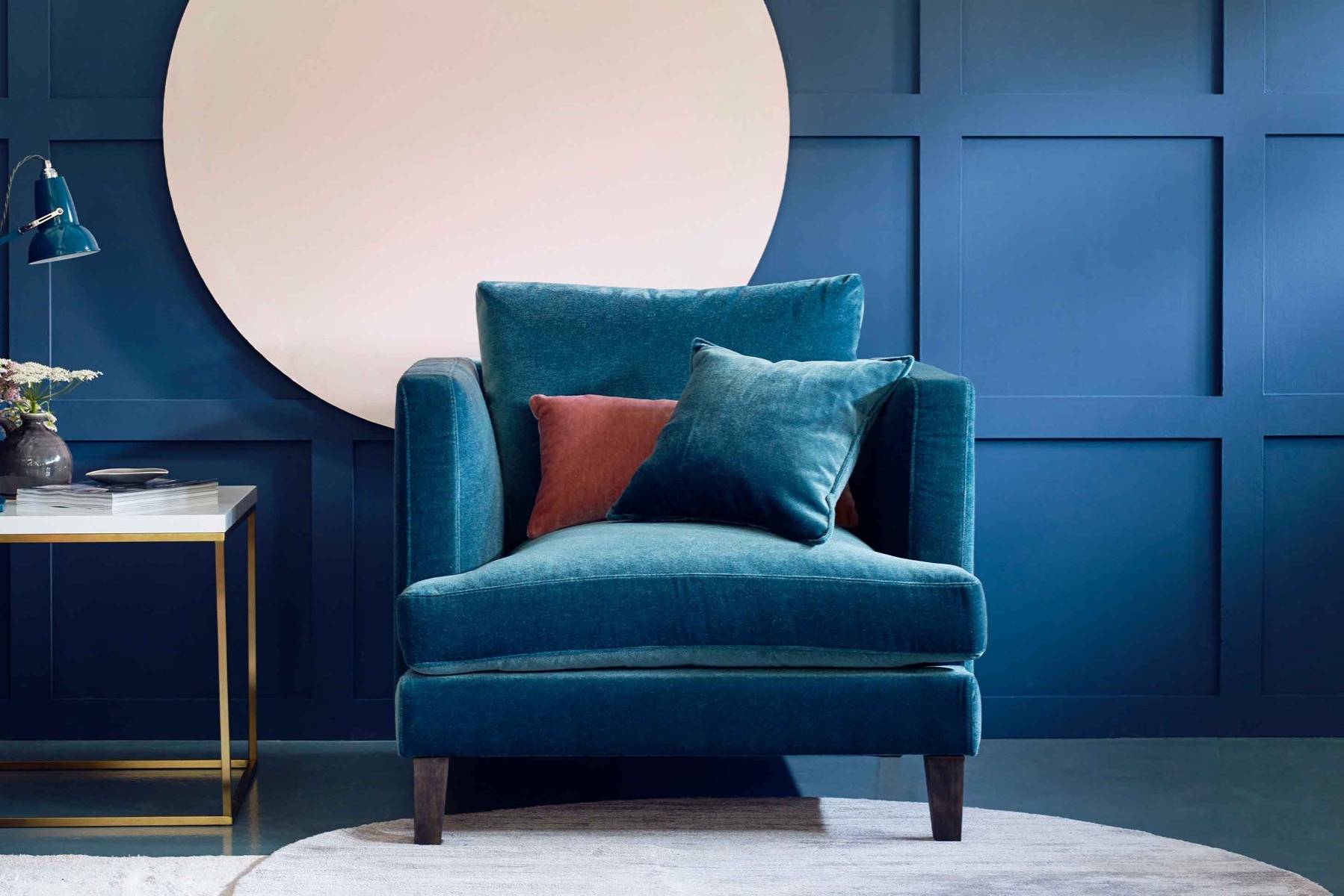 Large blue sales armchair