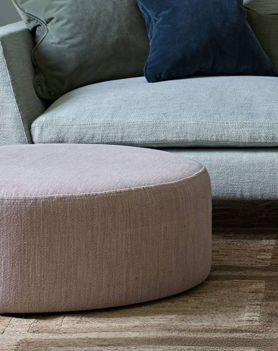 Available Now - Dylan Low Footstool - Vintage Linen Dusty Pink - Large