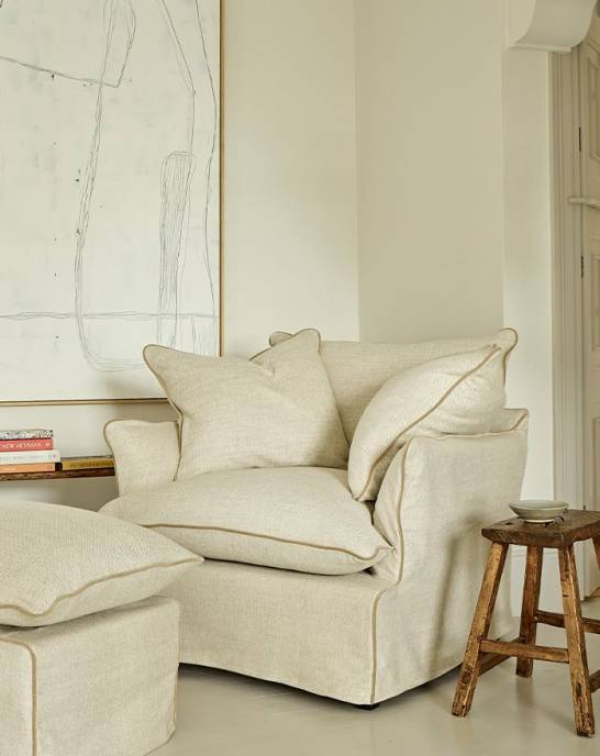 Available Now - Eleanor Armchair - Herringbone Neutral