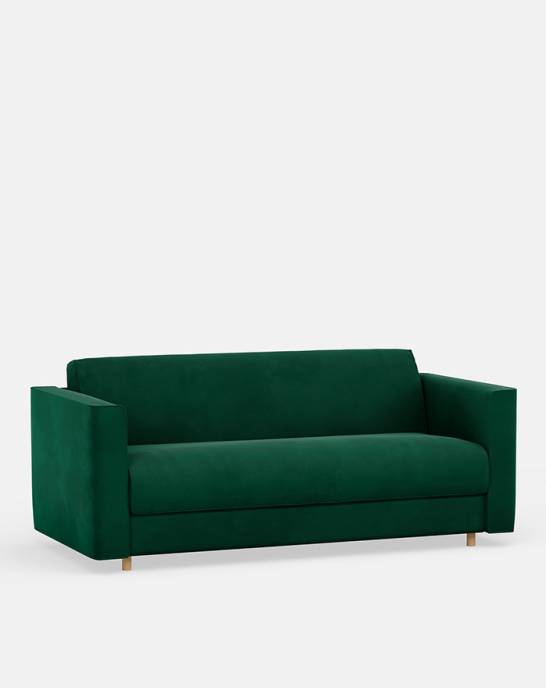 Available Now - Frieda Sofa Bed - 3 Seater - Studio Stain Resistant Velvet Garden Green
