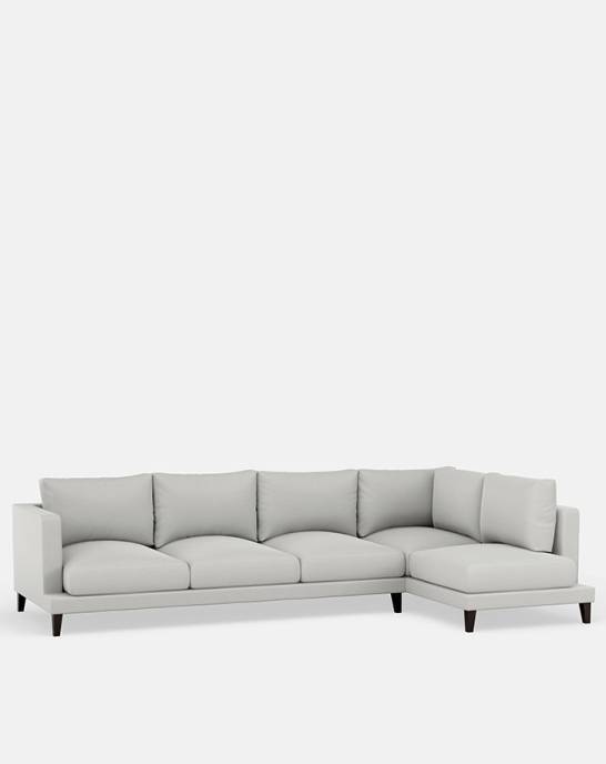 Available Now - Grace Modern Corner Sofa - 3.5 Seater - Studio Soft Linen Cotton Silver
