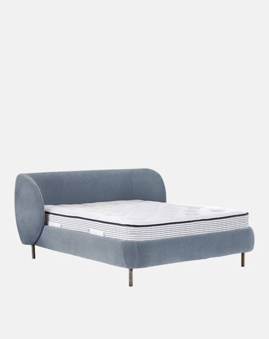 Available Now - Hepworth Bed - Euro King - Studio Rich Stain Resistant Velvet Soft Blue