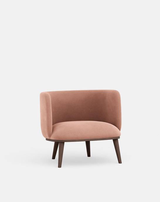 Available Now - Isaac Midcentury Armchair - Studio Rich Stain Resistant Velvet Himalayan Pink