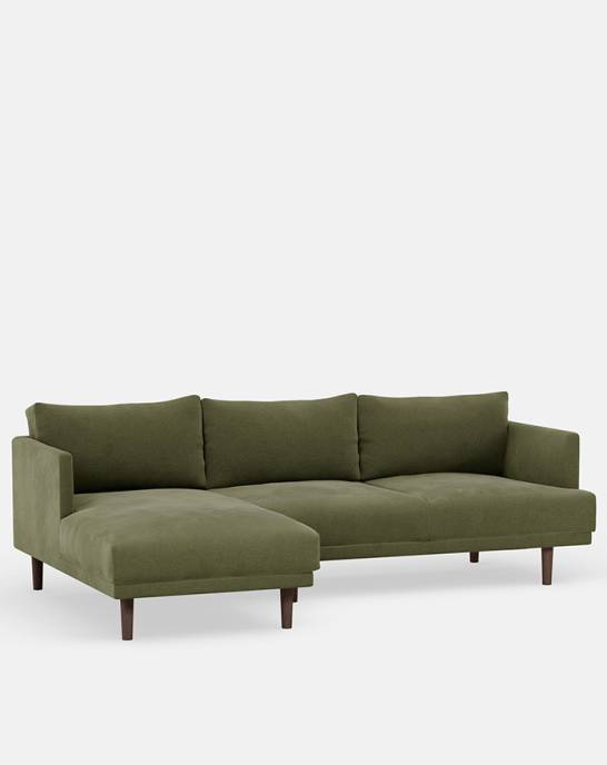 Available Now - Ottilie Chaise Corner Sofa - 2 Seater with Chaise - Studio Rich Stain Resistant Velvet Sage