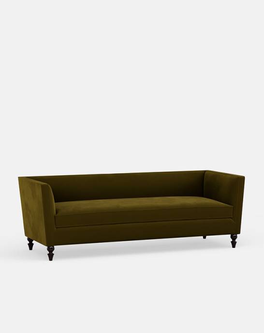 Available Now - Odette Sofa - 3 Seater - Studio Rich Stain Resistant Velvet, Olive