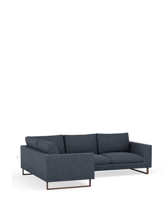 Ex-Display - Jake Corner Sofa with Chaise - 3 Seater - Vintage Linen Ink Blue
