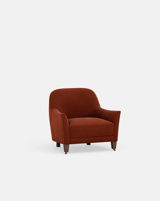 Available Now - Bloomsbury Armchair - Studio Rich Stain Resistant Velvet, Rust