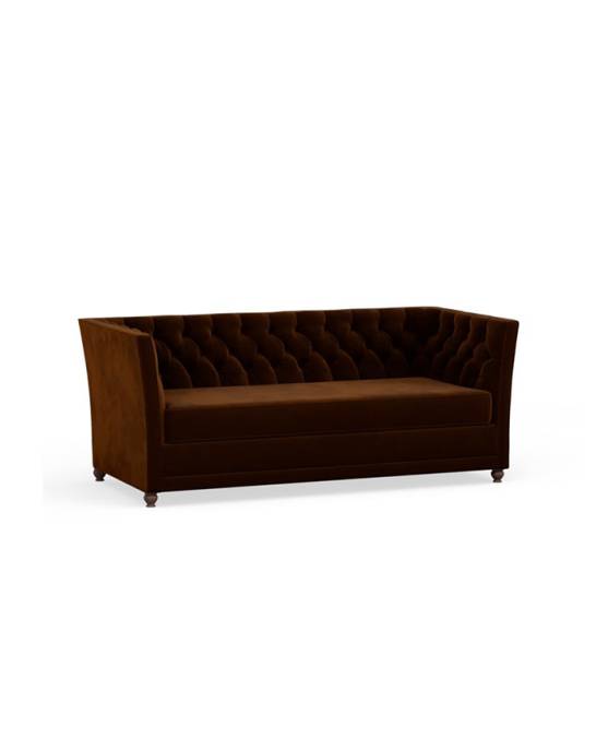 Available Now - Disraeli Chesterfield Sofa Bed - 2 Seater - Studio Rich Stain Resistant Velvet Cocoa