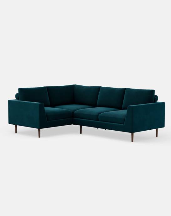 Ex Display - Bespoke Size - Jake Modern Corner Sofa - Studio Stain Resistant Velvet Kingfisher