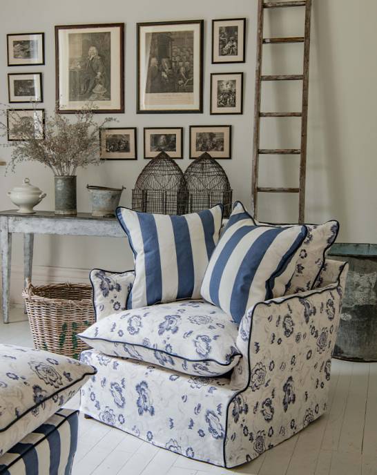 Cabbages &amp; Roses Eleanor Armchair Navy