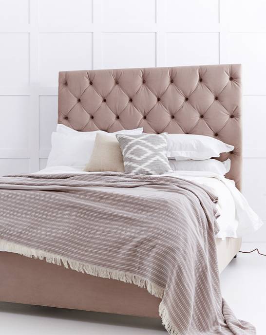 Isabella - Buttoned High Headboard Storage Bed