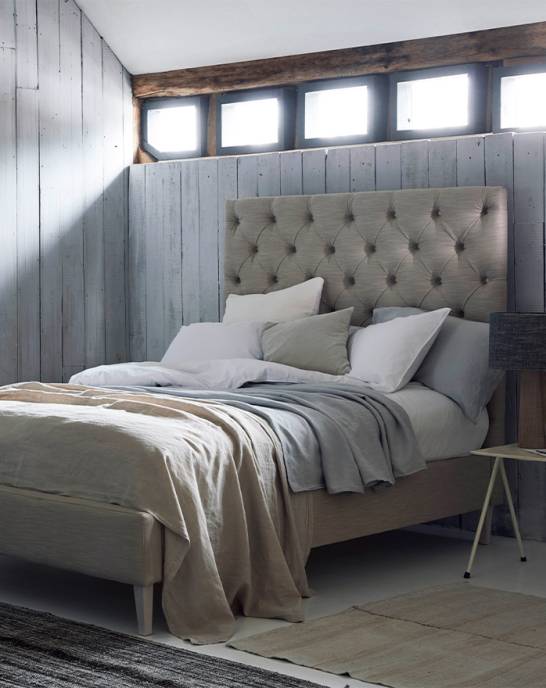 Isabella - Buttoned High Headboard Bed