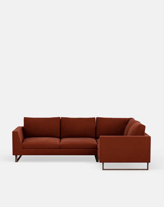 Available Now - Jasper Corner Sofa - 2.5 seater - Studio Rich Stain Resistant Velvet, Rust
