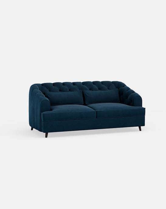 Available Now - Earl Grey Sofa Bed - 3 Seater - Studio Rich Stain Resistant Velvet, Cadet Blue
