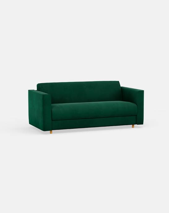 Available Now - Frieda Sofa Bed - 2 Seater - Studio Rich Stain Resistant Velvet, Garden Green
