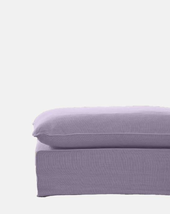 Available Now - Eleanor Footstool - Studio Soft Linen Cotton, Thistle