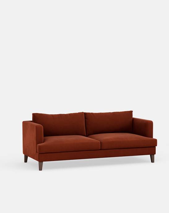Available Now - 3 seater - Marlon Sofa - Studio Rich Stain Resistant Velvet, Rust