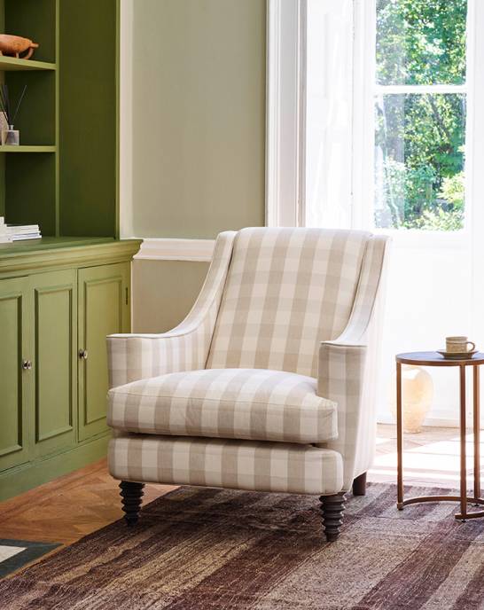 Available Now - Virginia Armchair - The Gingham Edit Cream Check Large