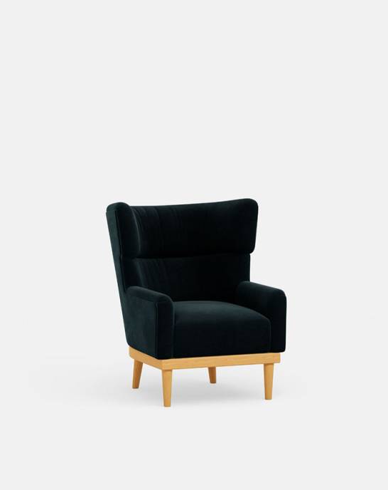 Ex Display - Oscar Low Armchair - Studio Rich Stain Resistant Velvet Squidink