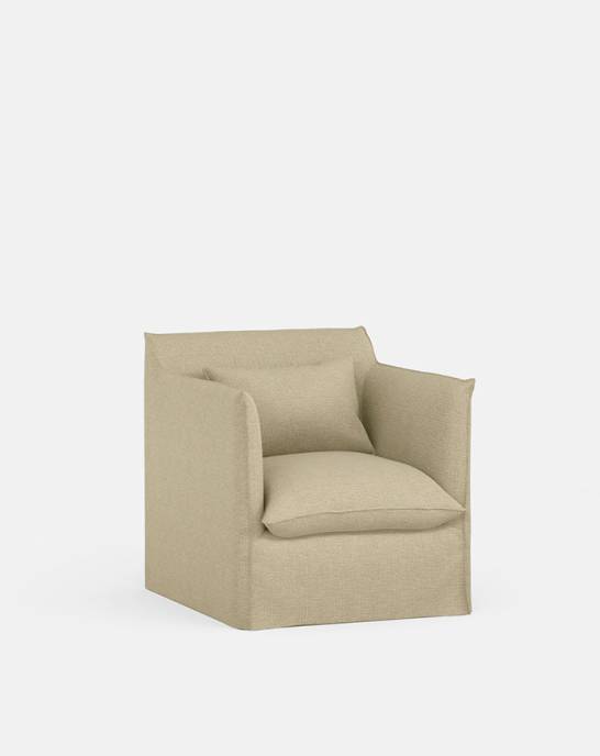 Ex Display - Sophie - Loose Cover Armchair - Stain Resistant Linen Olivesheen
