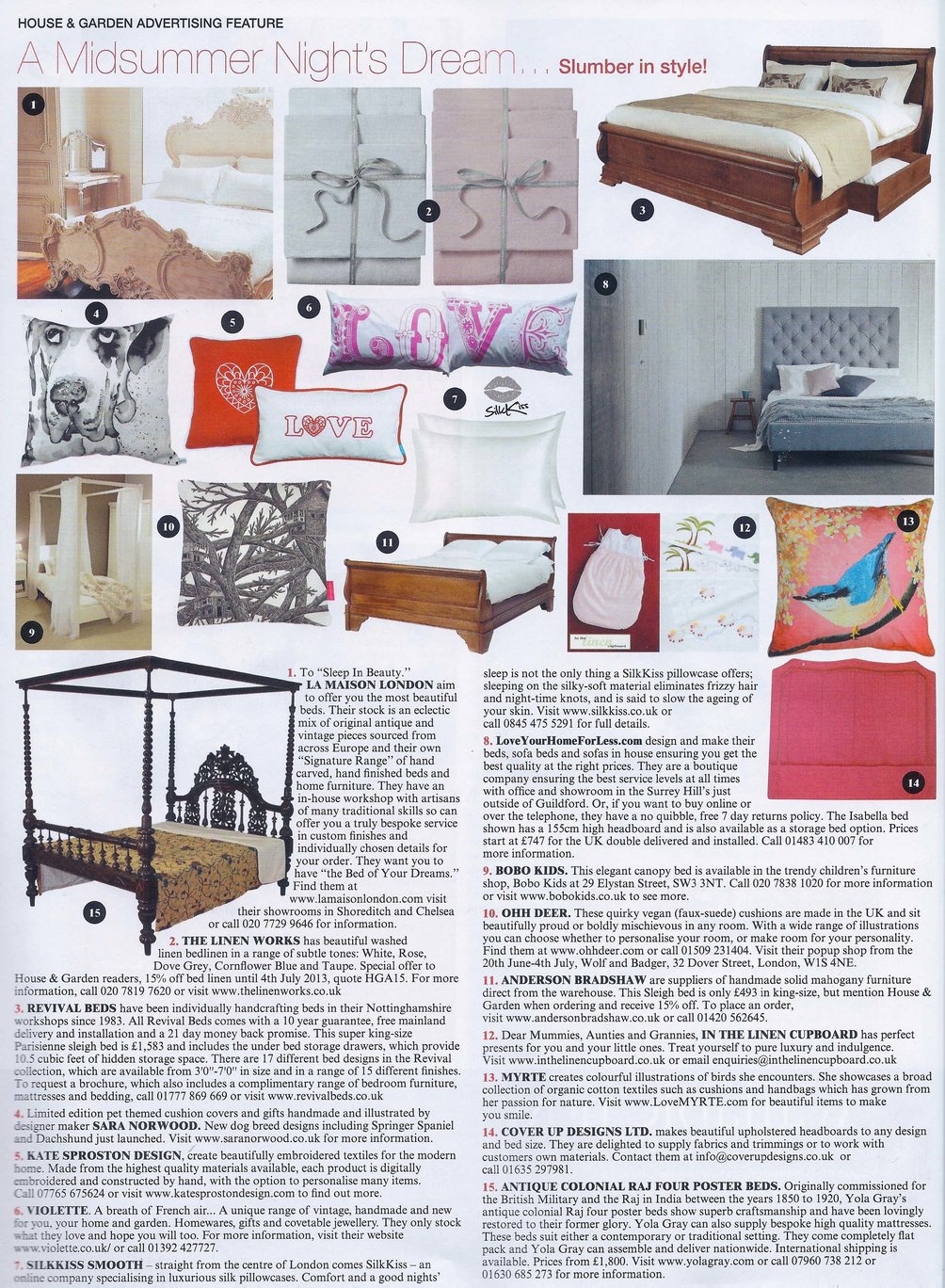 Isabella Upholstered bed featuring in House & Home's 'A Midsummer Night's Dream' Article