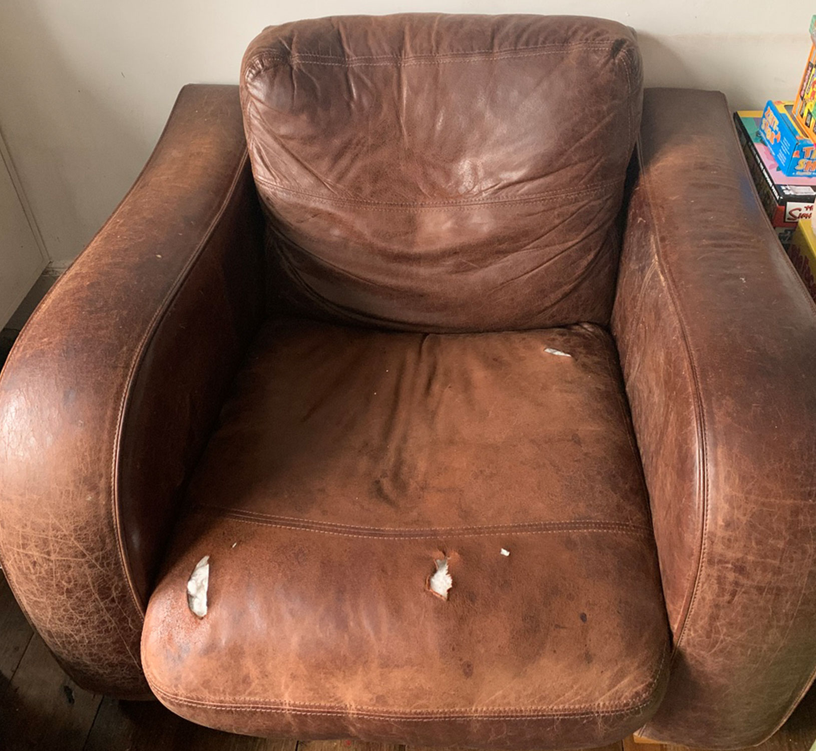 old leather chair